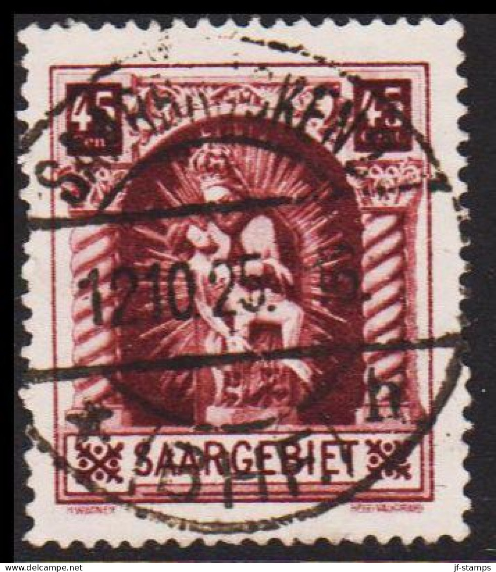 1925. SAARGEBIET. 45 Cent Madonna Von Blieskastel. Luxus Cancelled SAARBRÜCKEN 12.10.25 BHF.  (MICHEL 102) - JF544149 - Usados