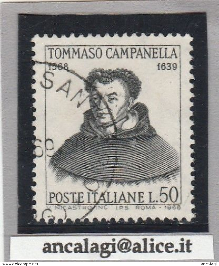 USATI ITALIA 1968 - Ref.0239 "TOMMASO CAMPANELLA" 1 Val. - - 1961-70: Oblitérés