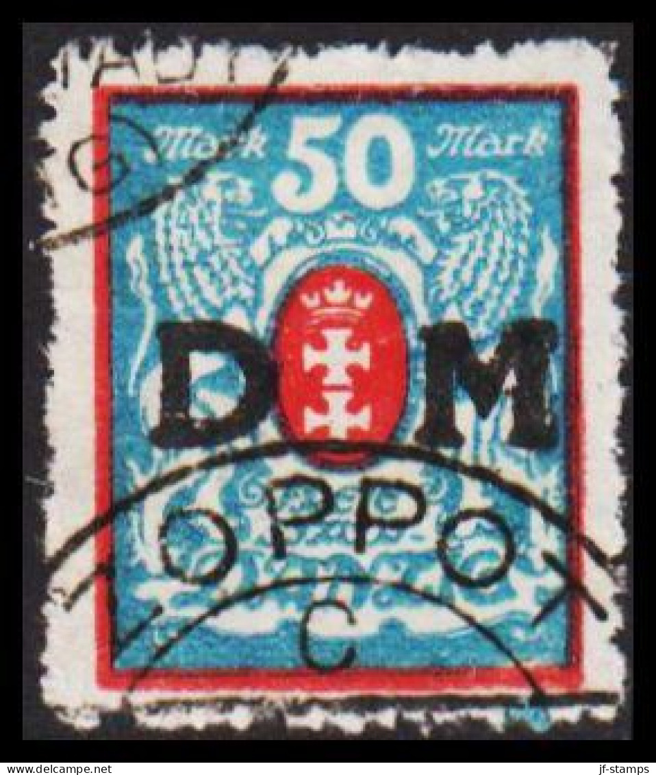 1922. DANZIG. Dienstmarke.  D M On 50 M Staatswappen. Cancelled ZOPPOT.  (Michel Di 33) - JF544160 - Officials