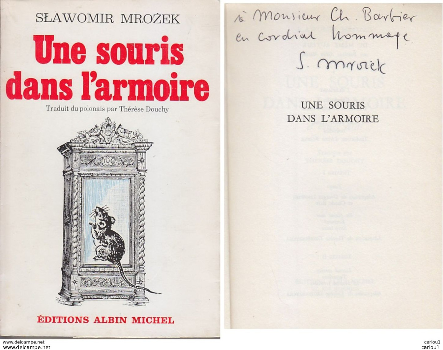 C1 POLOGNE Slawomir MROZEK Une Souris Dans L Armoire 1970 DEDICACE Envoi SIGNED Port Inclus France - Livres Dédicacés