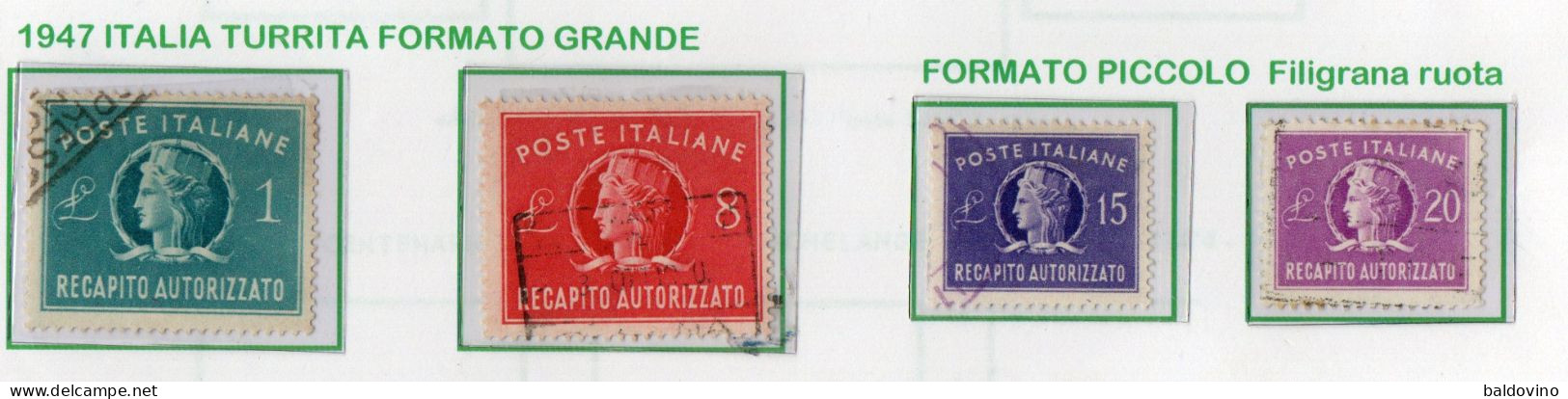 Italia 1947-1952 Recapito Autorizzato 4 Valori Fil. Ruota Alata Usati (escluso Foglio D'album) - Impuestos