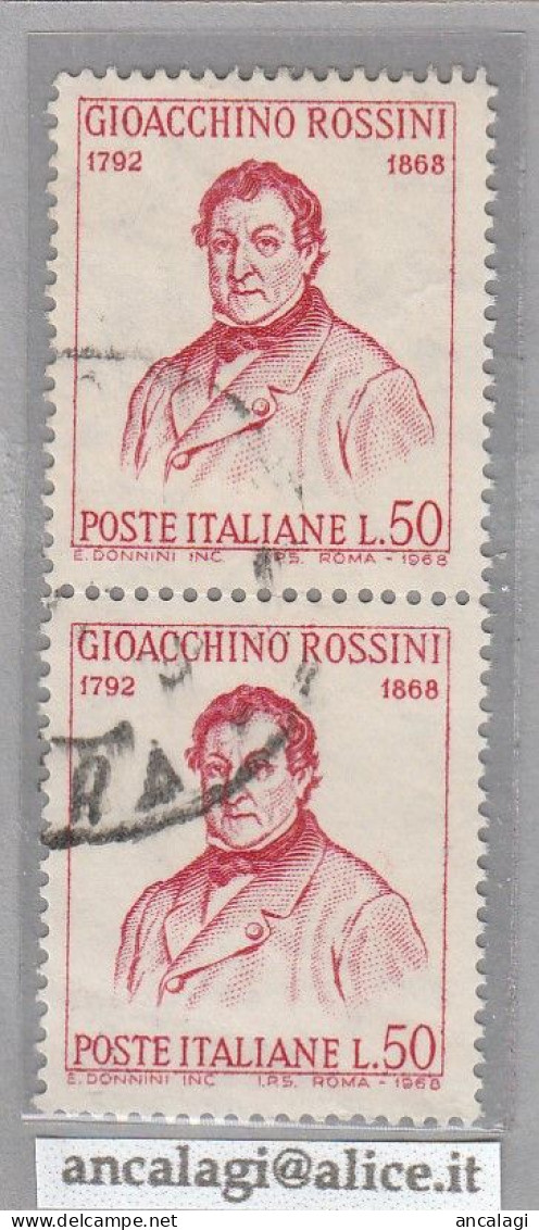 USATI ITALIA 1968 - Ref.0241A "GIOACCHINO ROSSINI" 1 Val. In Coppia - - 1961-70: Afgestempeld