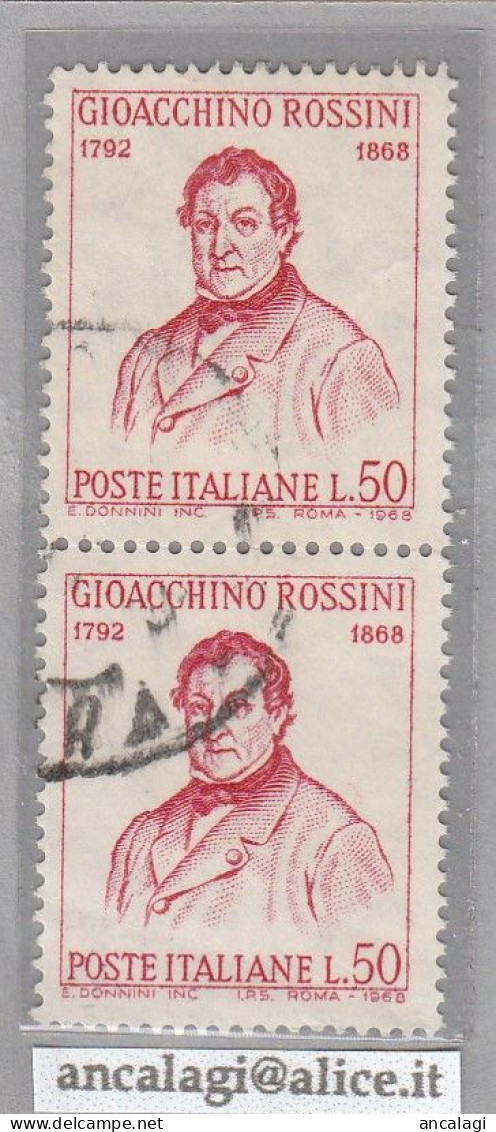 USATI ITALIA 1968 - Ref.0241A "GIOACCHINO ROSSINI" 1 Val. In Coppia - - 1961-70: Oblitérés