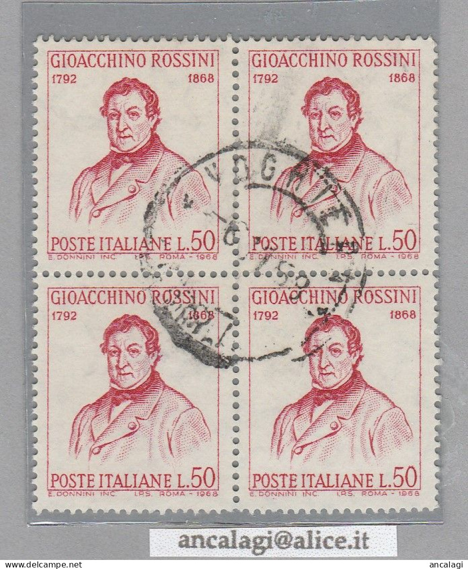 USATI ITALIA 1968 - Ref.0241B "GIOACCHINO ROSSINI" 1 Val. In Quartina - - 1961-70: Oblitérés