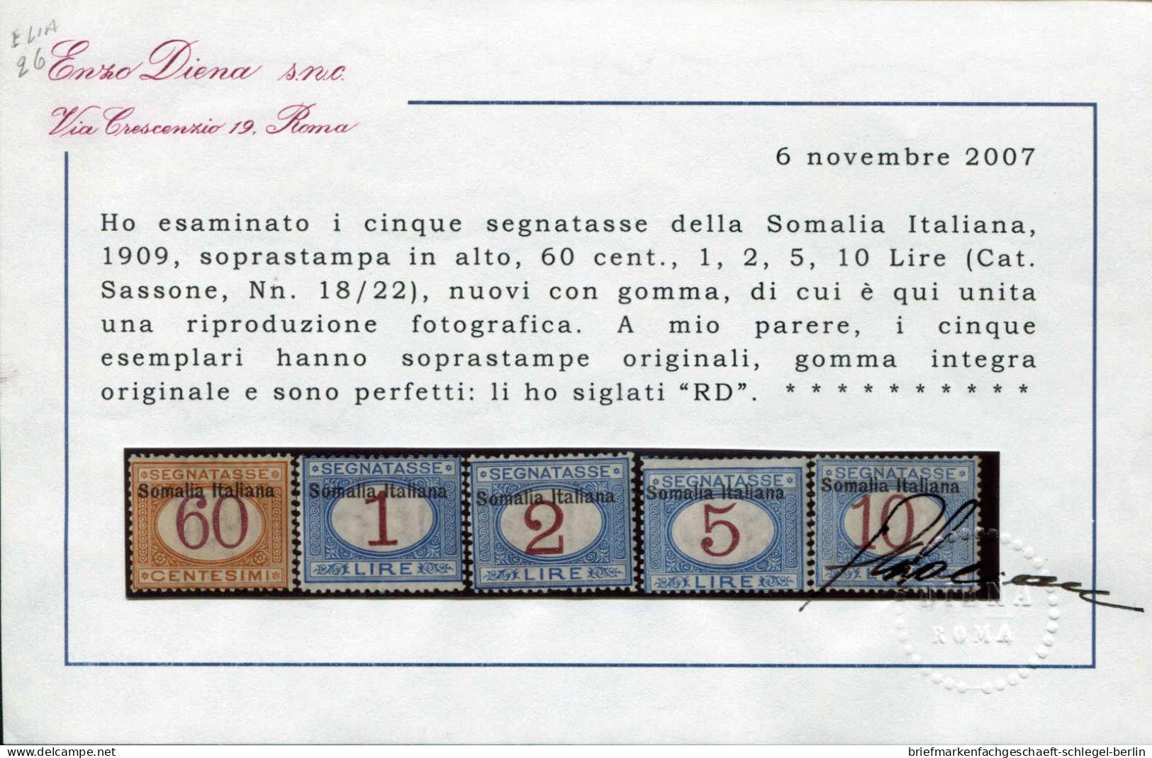 Italienisch Somaliland, 1909, P 12-22 I, Postfrisch - Autres & Non Classés