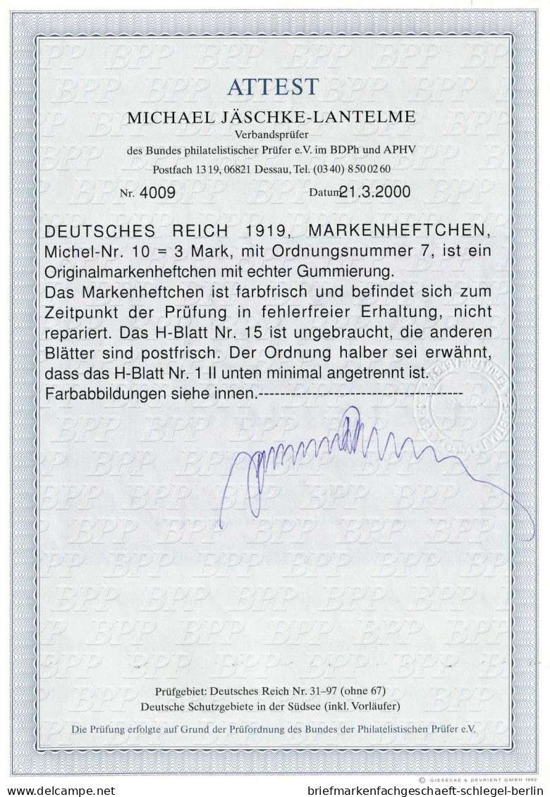 Deutsches Reich, 1918, MH 10.2, Ungebraucht - Postzegelboekjes