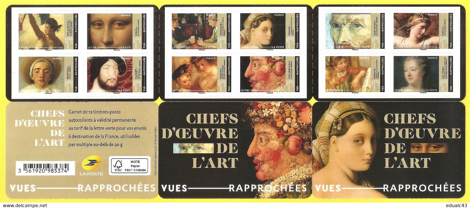 2022 Carnet Adhésif - BC 2190 CHEFS D'OEUVRE DE L'ART - NEUF - LUXE ** NON Plié - Commémoratifs