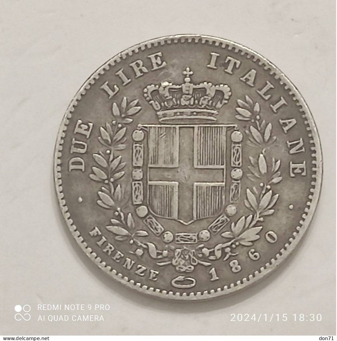 V.E. II "Re Eletto" - 2 Lire 1860 - 1861-1878 : Vittoro Emanuele II