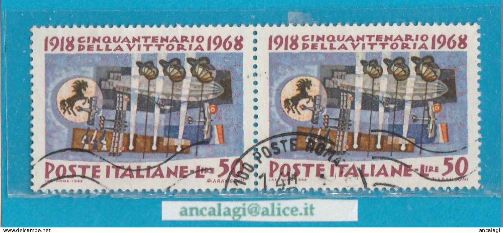 USATI ITALIA 1968 - Ref.0242F "CENTENARIO DELLA VITTORIA" 1 Val. In Coppia - - 1961-70: Used
