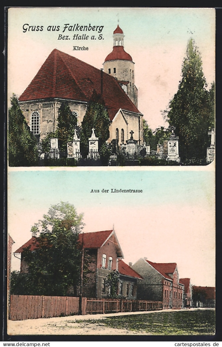 AK Falkenberg / Elster, Häuser An Der Lindenstrasse, Ansicht Der Kirche  - Falkenberg