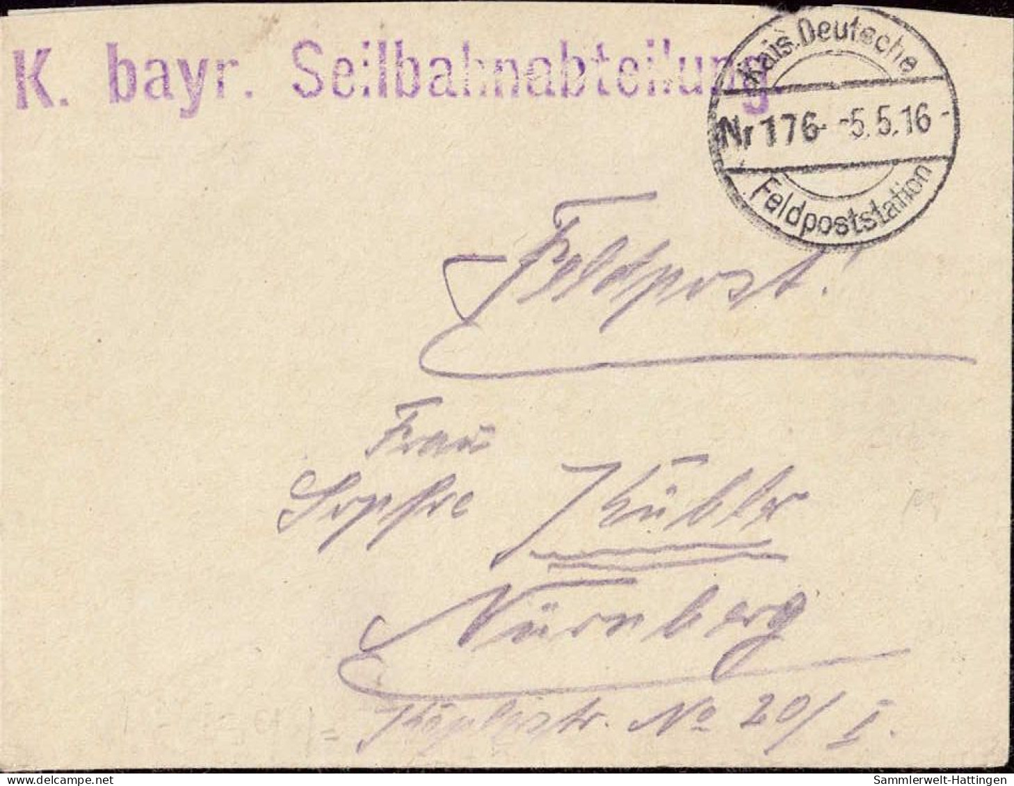 604114 | Feldpostbrief Einer Bayerischen Seilbahnabteilung  | - Feldpost (postage Free)