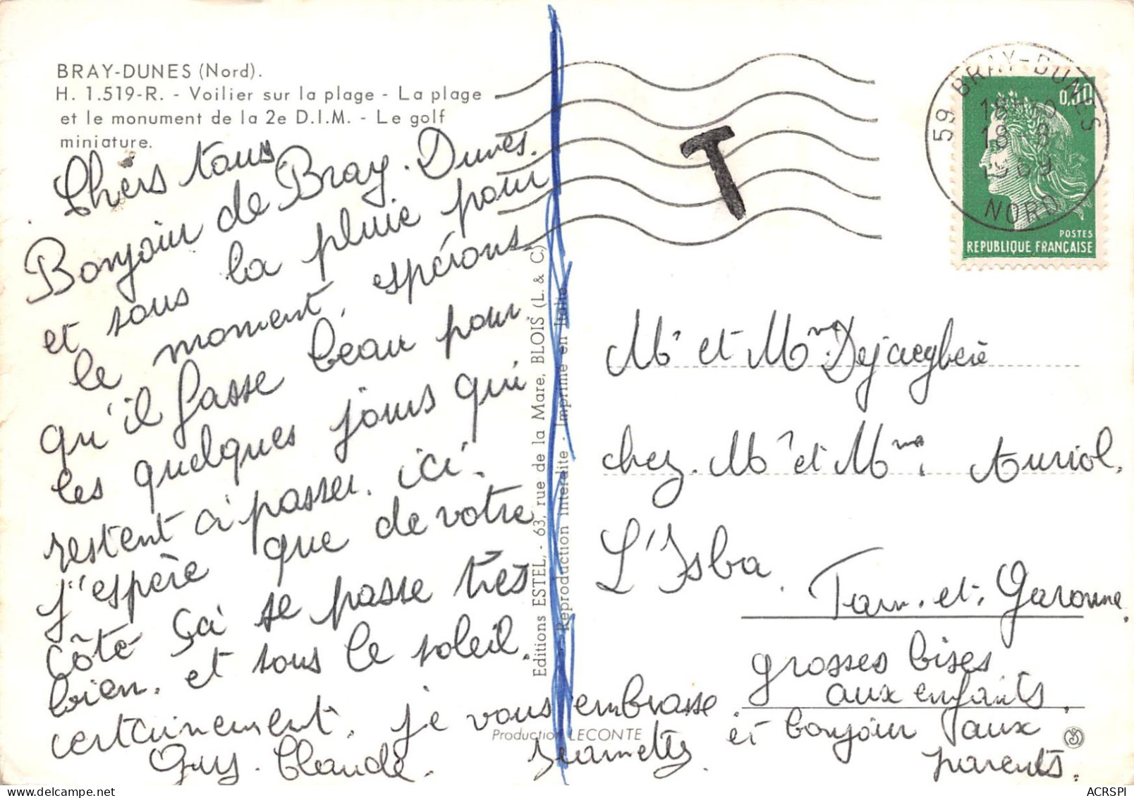 59 BRAY DUNES La Plage Le Golf Et Monument De La 2eDIM  41 (scan Recto Verso)MF2764BIS - Bray-Dunes