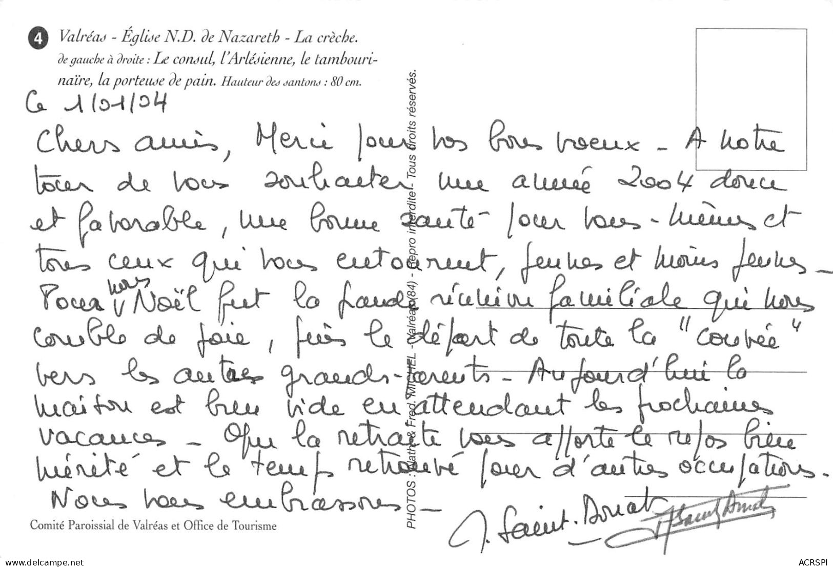 84 VALREAS église De Nazareth La Crèche Santonniers Santons  10 (scan Recto Verso)MF2762TER - Valreas