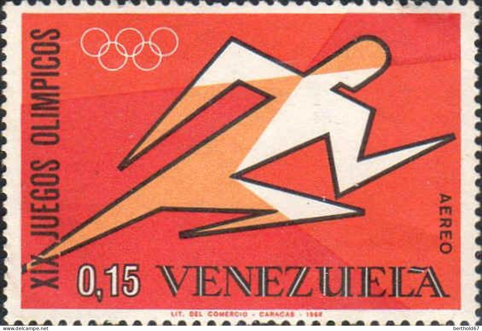 Venezuela Avion N* Yv: 952 Mi:1748 XIX Juegos Olimpicos Mexico (sans Gomme) - Venezuela