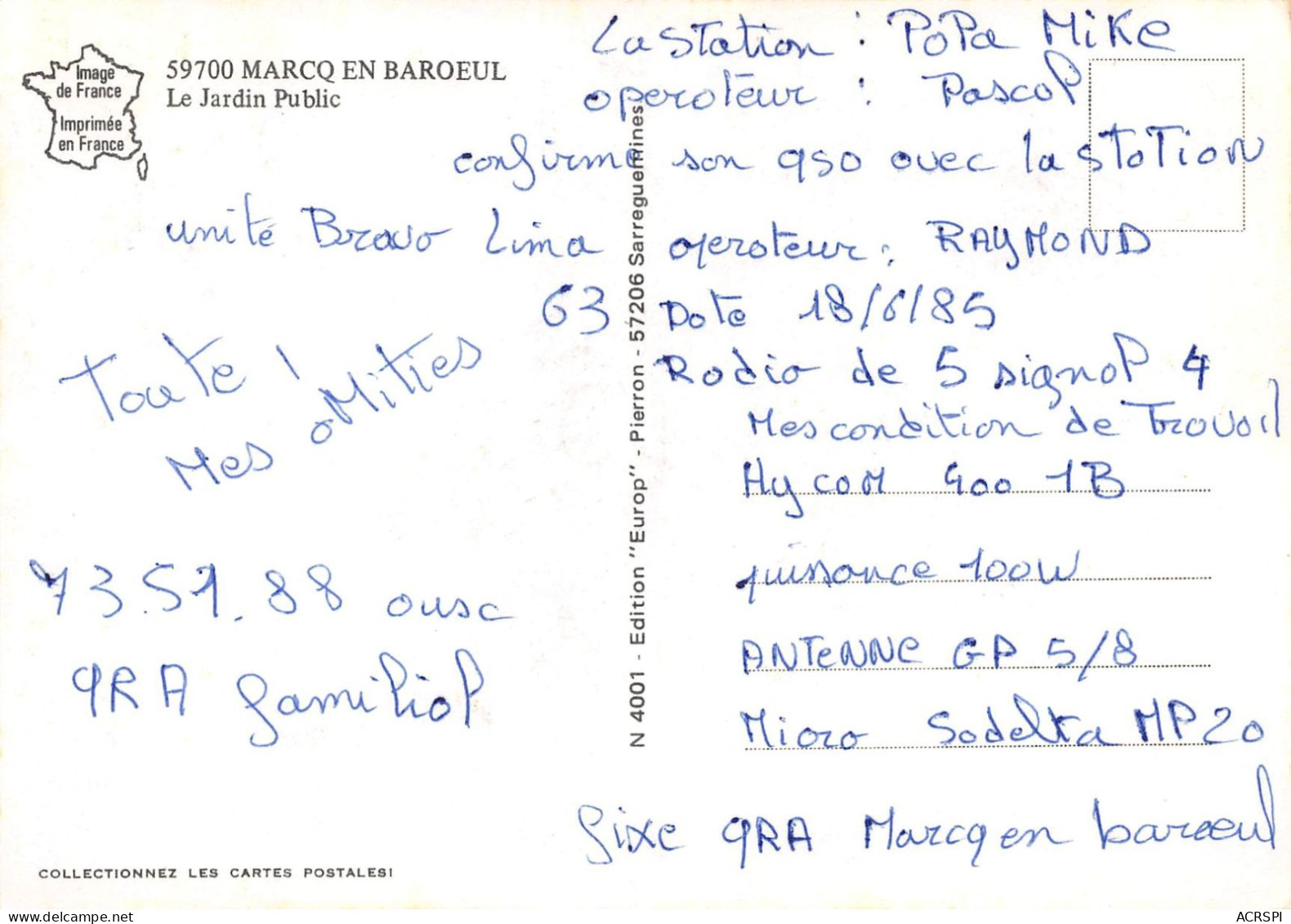 59 MARCQ EN BAROEUL   Le Jardin Public  16 (scan Recto Verso)MF2774BIS - Marcq En Baroeul