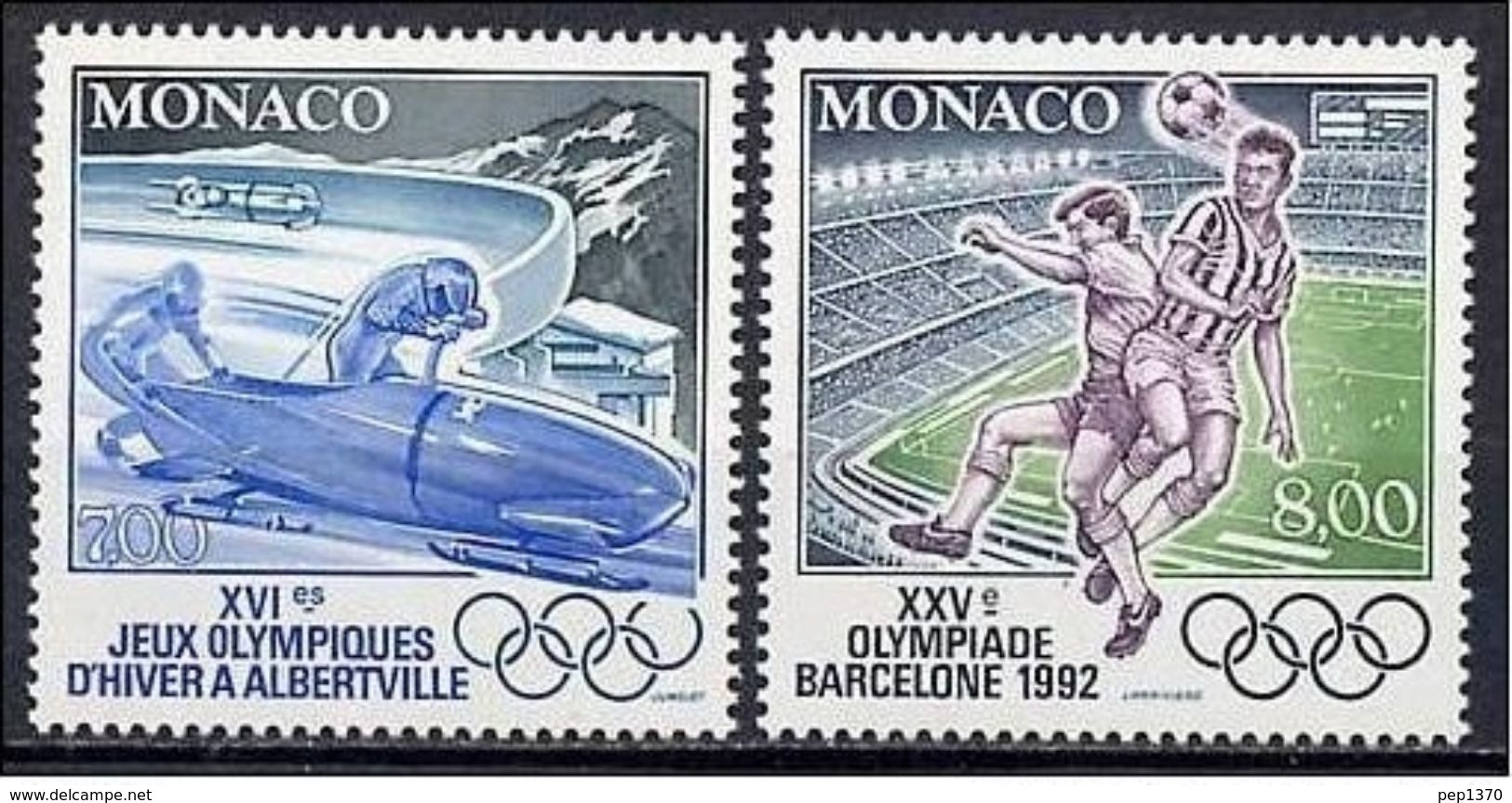 MONACO 1992 - OLYMPICS BARCELONA 92 - YVERT Nº 1811-1812** - MICHEL 2052-2053 - SCOTT 1802-1803 - BOBS - Winter 1992: Albertville