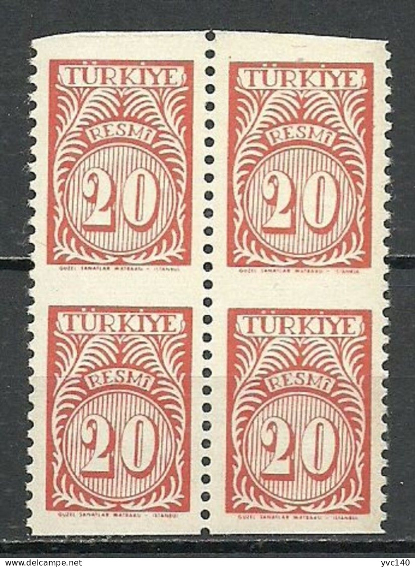 Turkey; 1957 Official Stamp 20 K. ERROR "Partially Imperf." - Dienstmarken