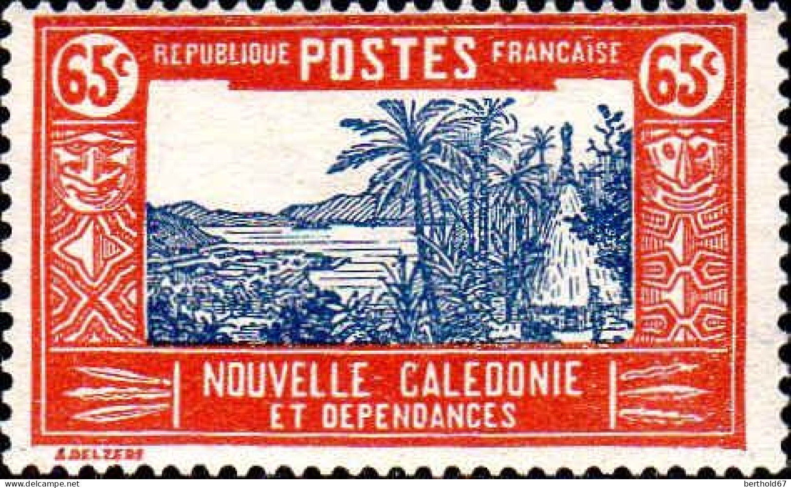 Nle-Calédonie Poste N** Yv: 151 Mi:150 Case De Chef Indigène Sous Cocotier - Unused Stamps