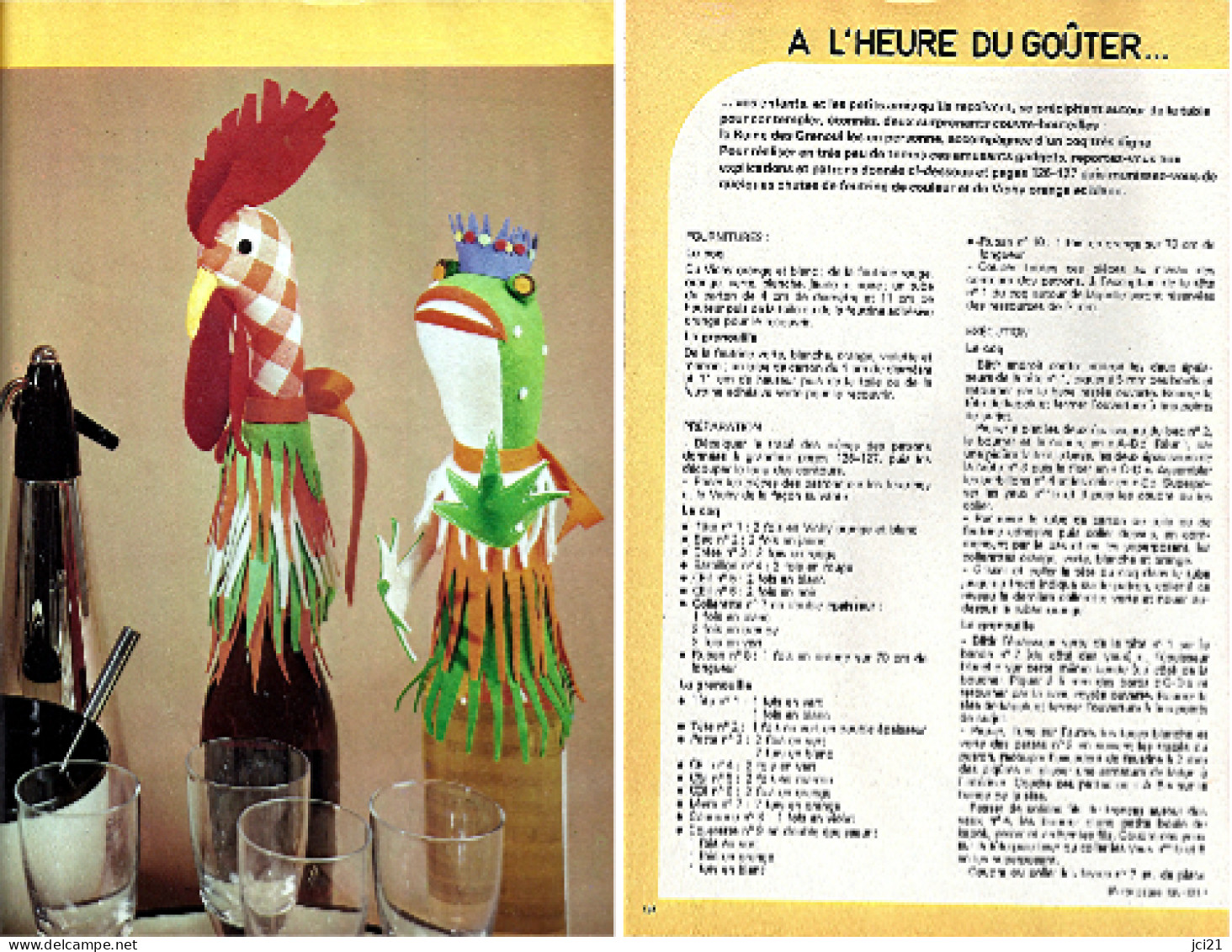 Fiche Patron " A L'heure Du Gouter - Coq Et Grenouille " Issue De Mode Et Travaux N° 939_L28 - Wool