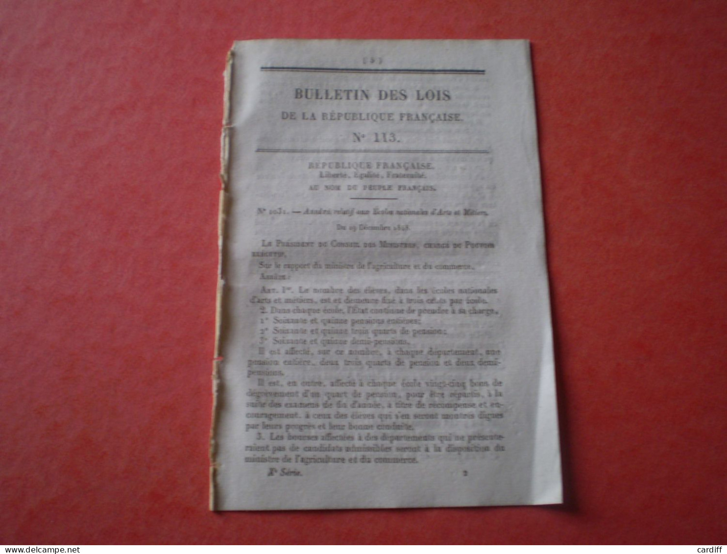 Lois: Organisation Des Ecoles Nationales D'Arts Et Métiers; Surveillance Stés De Tontine; Assemblées électorales Vienne - Decreti & Leggi