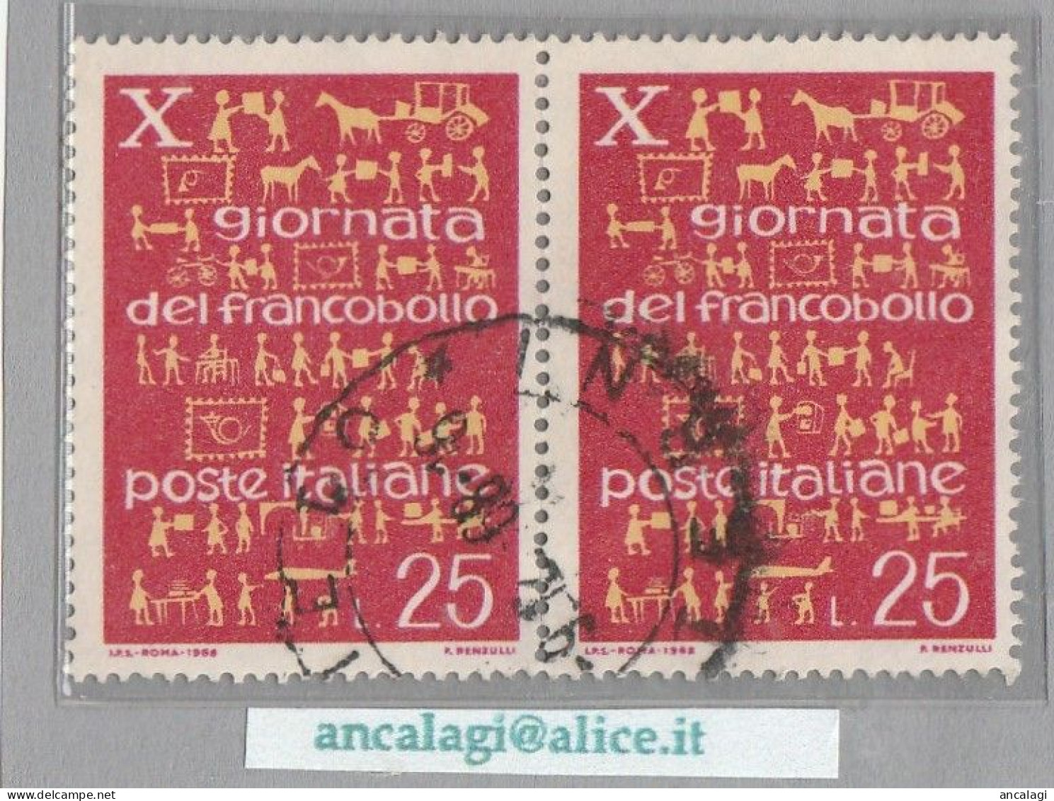 USATI ITALIA 1968 - Ref.0245A "GIORNATA DEL FRANCOBOLLO" 1 Val. In Coppia  - - 1961-70: Used