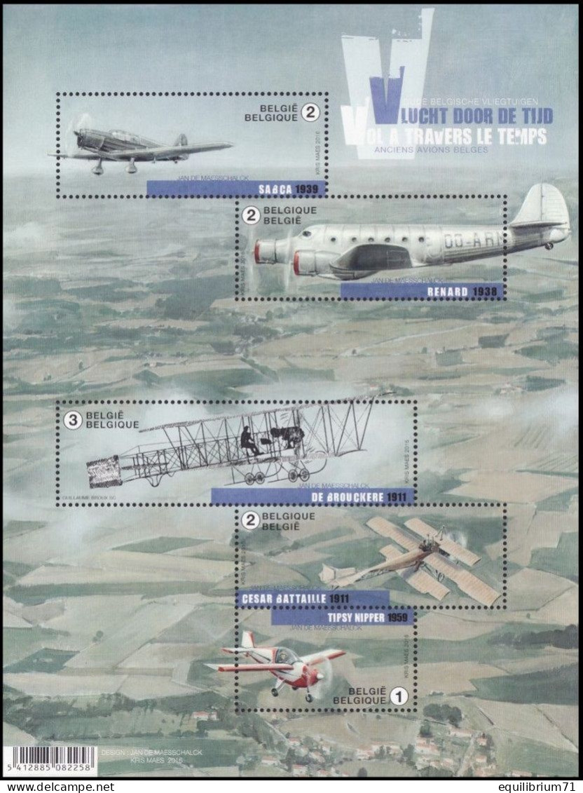 BL235**(4588/4592) - Vol Dans Le Temps, Vieux Avions Belges / Vlucht Door De Tijd, Oude Belgische Vliegtuigen - Ongebruikt