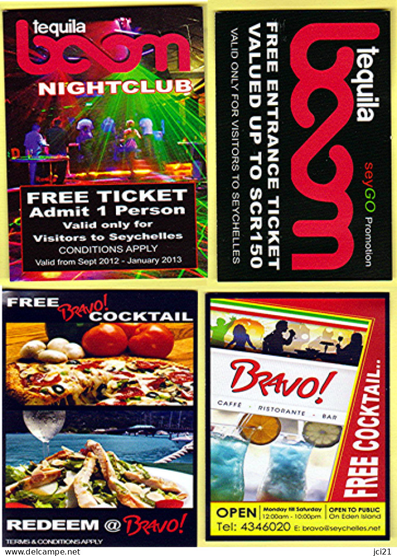 Ticket Entrée Nightclub "Téquila Boom" + Ticket Cocktail - ILE SEYCHELLES (678)_D313-D314 - Eintrittskarten