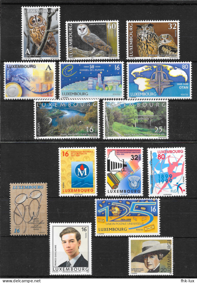 TIMBRES NEUFS LUXEMBOURG  ANNEE 1999 COMPLETE - Volledige Jaargang