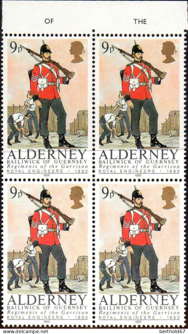 Aldeney-Aurigny Poste N** Yv: 23/27 Uniformes Militaires Bloc De 4 - Alderney