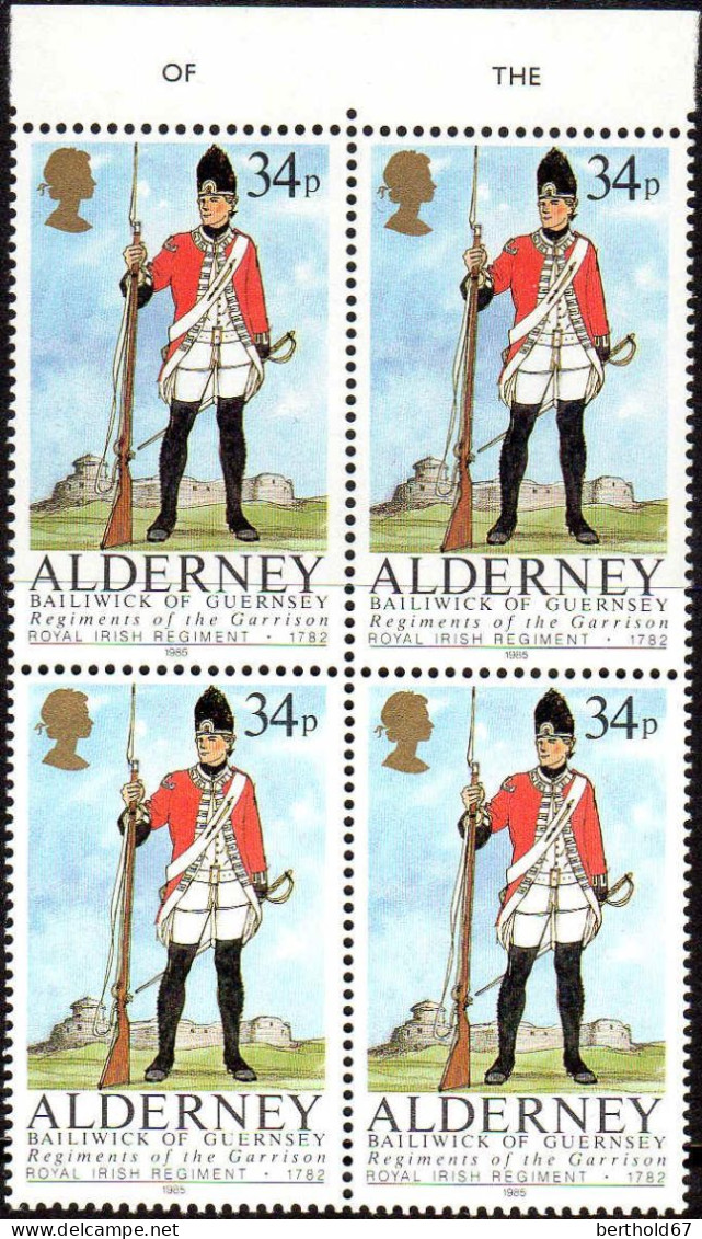 Aldeney-Aurigny Poste N** Yv: 23/27 Uniformes Militaires Bloc De 4 - Alderney