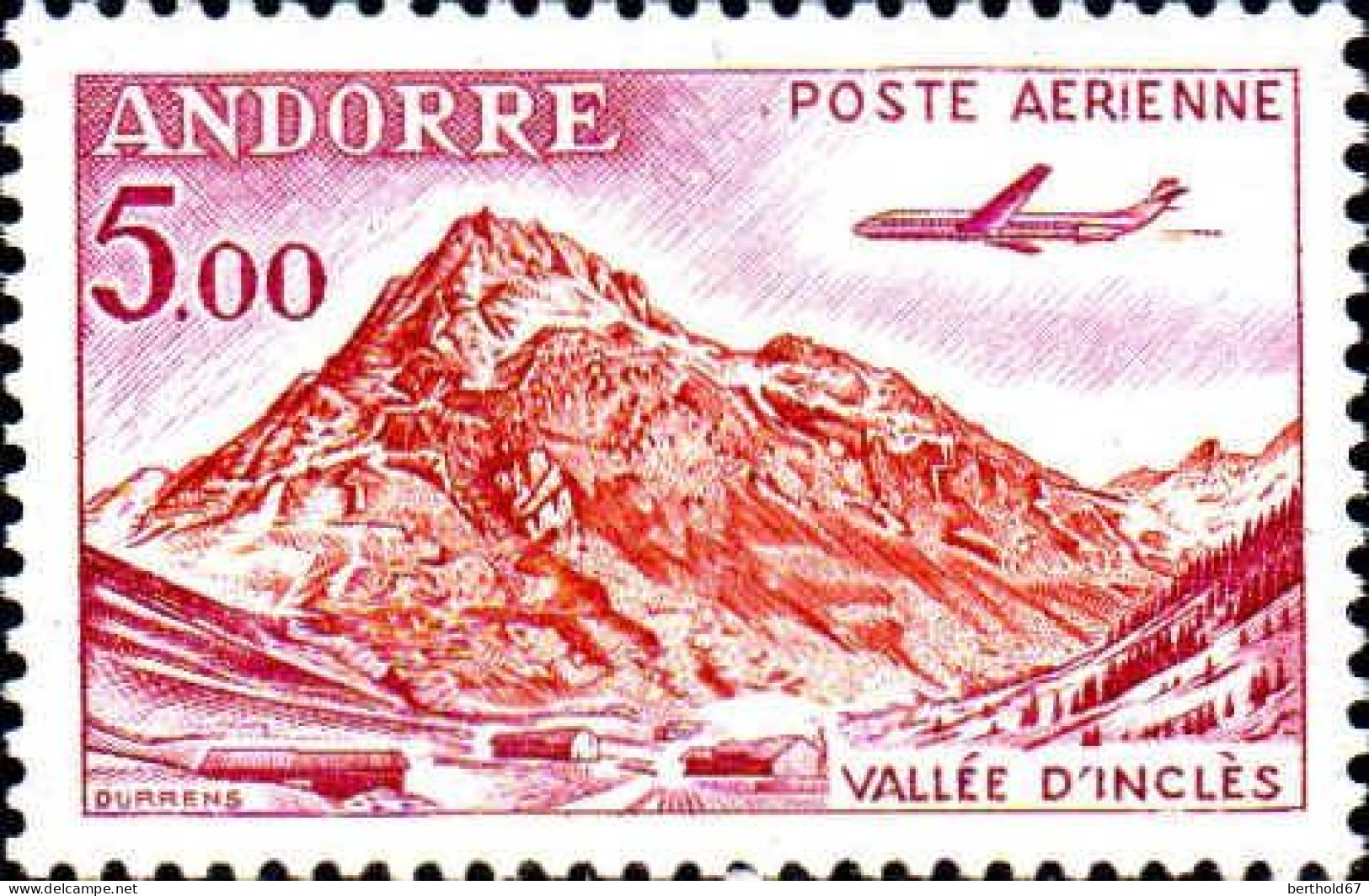 Andorre (F) Avion N** Yv:5/8 Vallée D'Inclès - Correo Aéreo