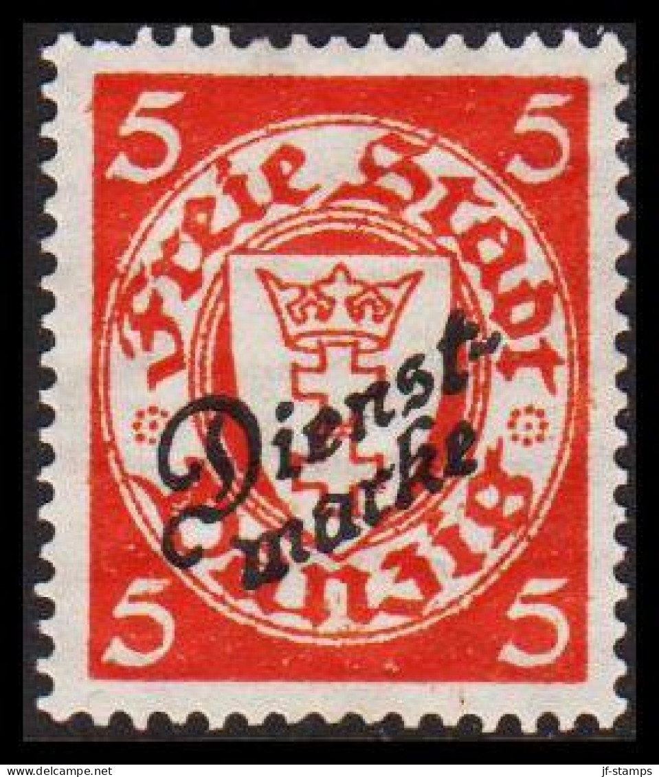 1924. DANZIG. Dienst Marke On 5 Pf. Staatswappen. Hinged. (Michel Di 41) - JF544167 - Servizio