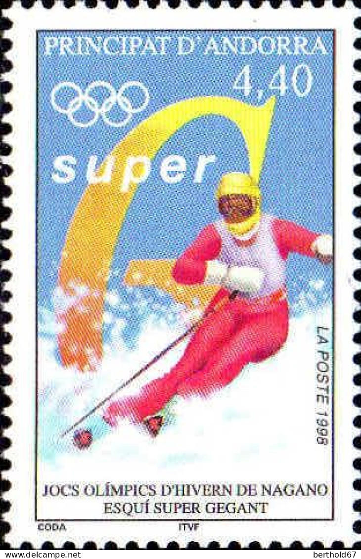 Andorre (F) Poste N** Yv:498 Mi:519 Jocs Olimpics D'Hiveern De Nagano (Thème) - Inverno1998: Nagano