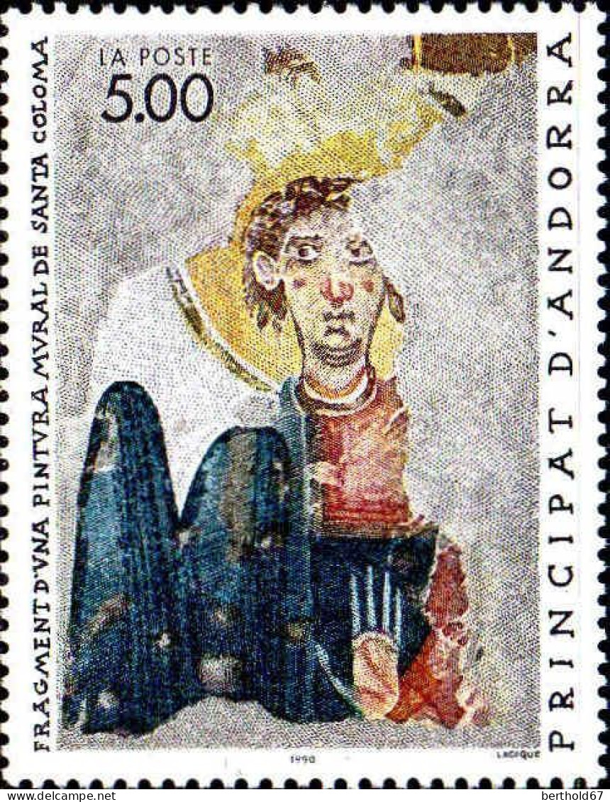 Andorre (F) Poste N** Yv:396 Mi 417 Fragment D'una Pintura Mural (Thème) - Religieux