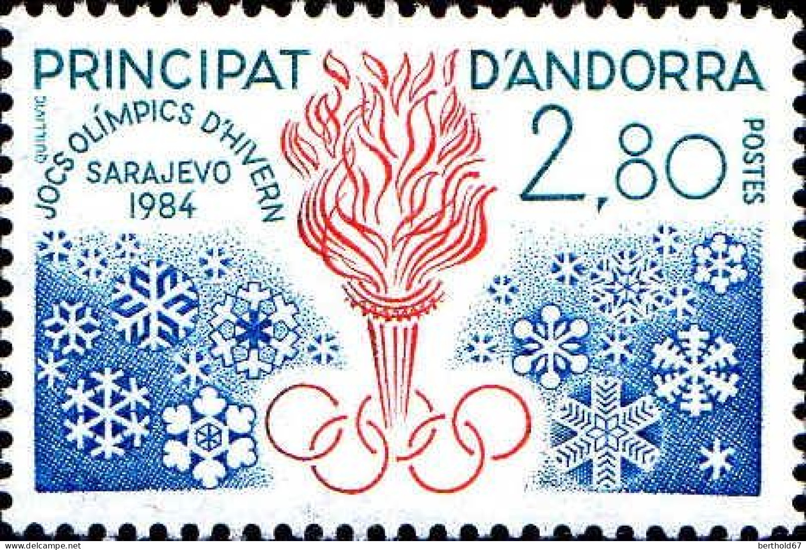 Andorre (F) Poste N** Yv:327 Mi:348 Jocs Olimpics D'hivern Sarajevo (Thème) - Invierno 1984: Sarajevo