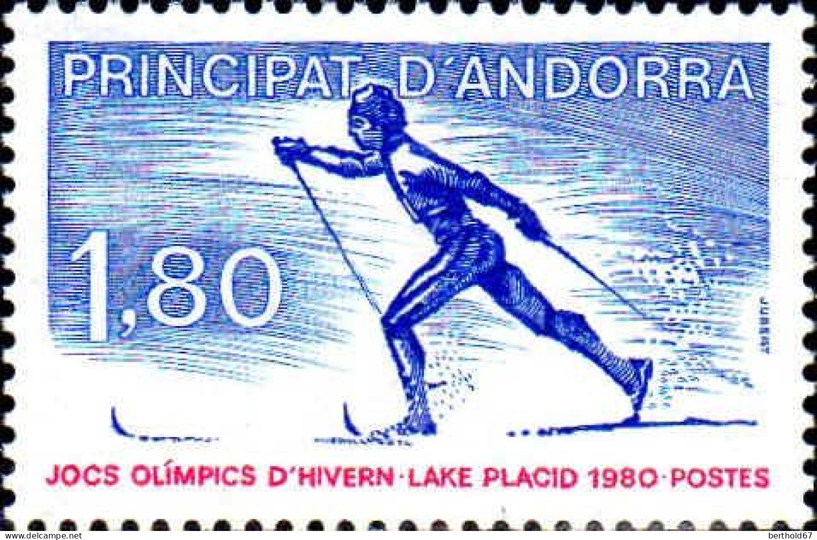 Andorre (F) Poste N** Yv:283 Mi:304 Jocs Olimpics D'hivern Lake Placid (Thème) - Inverno1980: Lake Placid