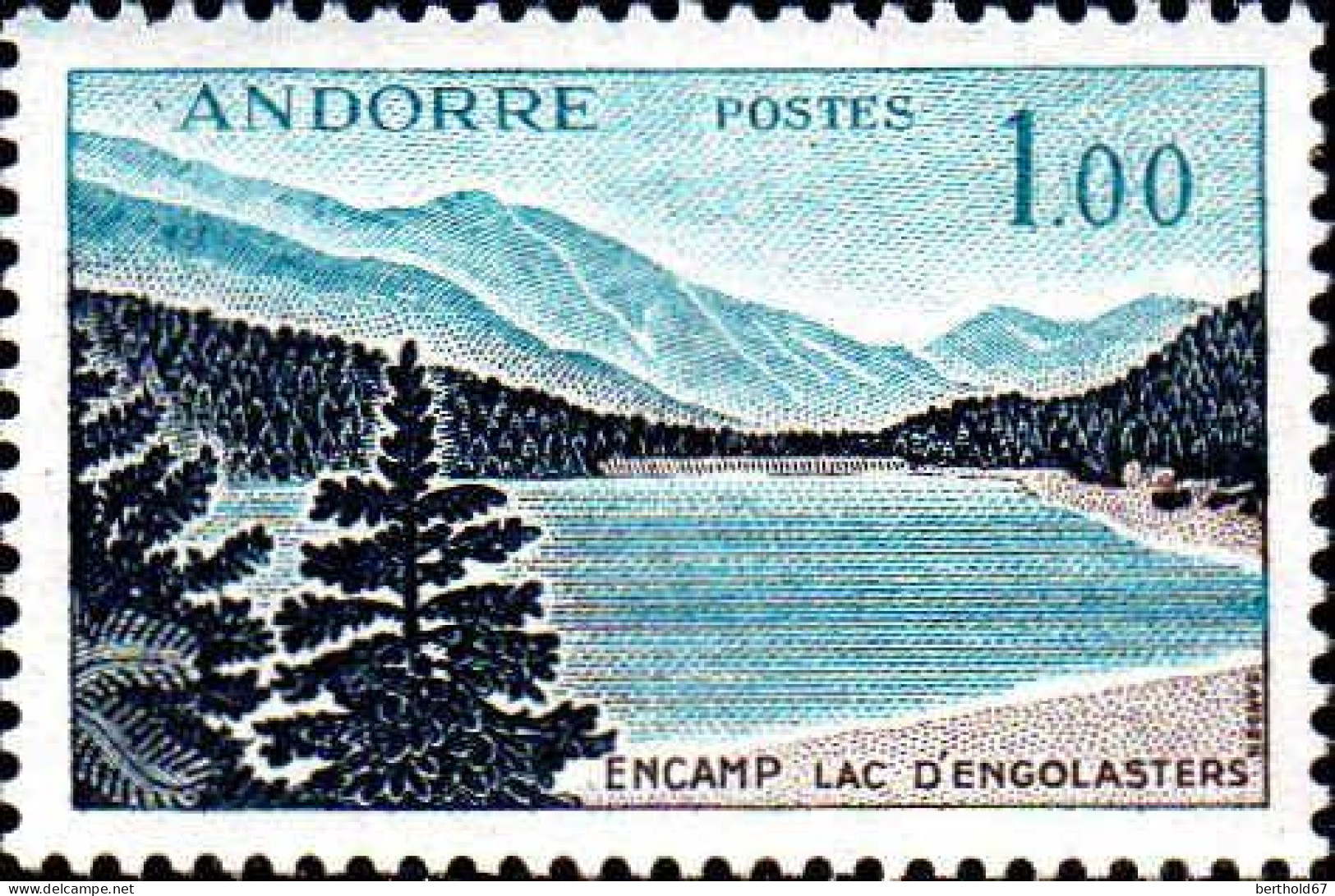 Andorre (F) Poste N** Yv:164 Mi:174 Encamp Lac D'Engolasters (Thème) - Trees