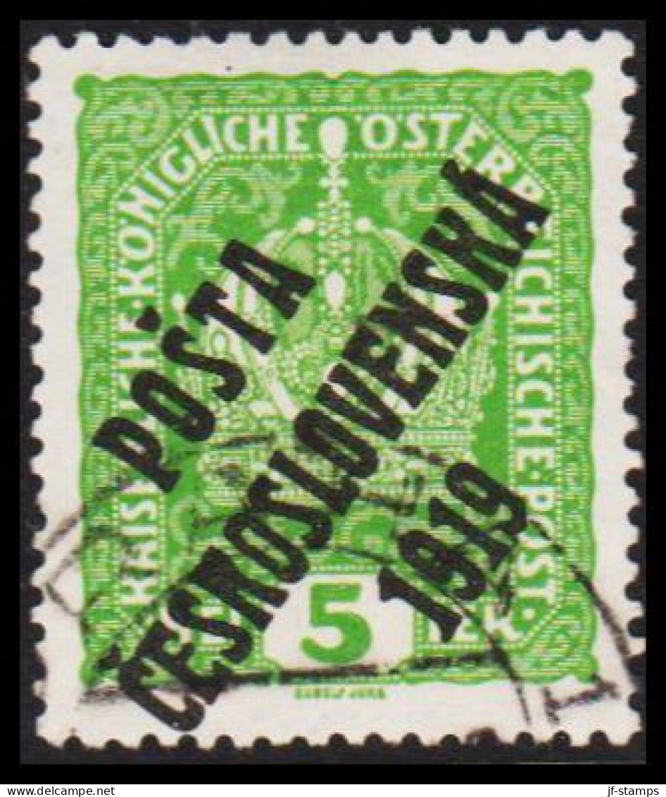 1919. CESKOSLOVENSKO. POSTA CESKOSLOVENSKA 1919 On 5 HELLER. ÖSTERREICH.  - JF544268 - Oblitérés