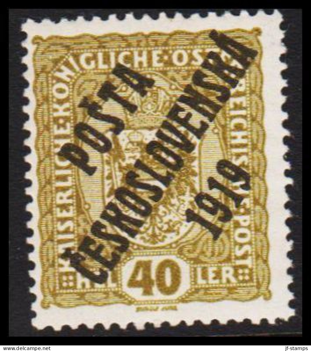1919. CESKOSLOVENSKO. POSTA CESKOSLOVENSKA 1919 On 40 HELLER. ÖSTERREICH. Hinged. - JF544271 - Unused Stamps
