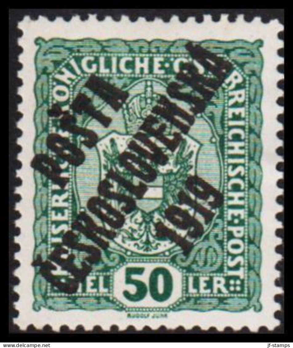 1919. CESKOSLOVENSKO. POSTA CESKOSLOVENSKA 1919 On 50 HELLER. ÖSTERREICH. Hinged. - JF544273 - Nuevos