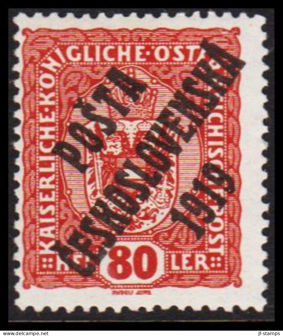 1919. CESKOSLOVENSKO. POSTA CESKOSLOVENSKA 1919 On 80 HELLER. ÖSTERREICH. Hinged. - JF544278 - Unused Stamps