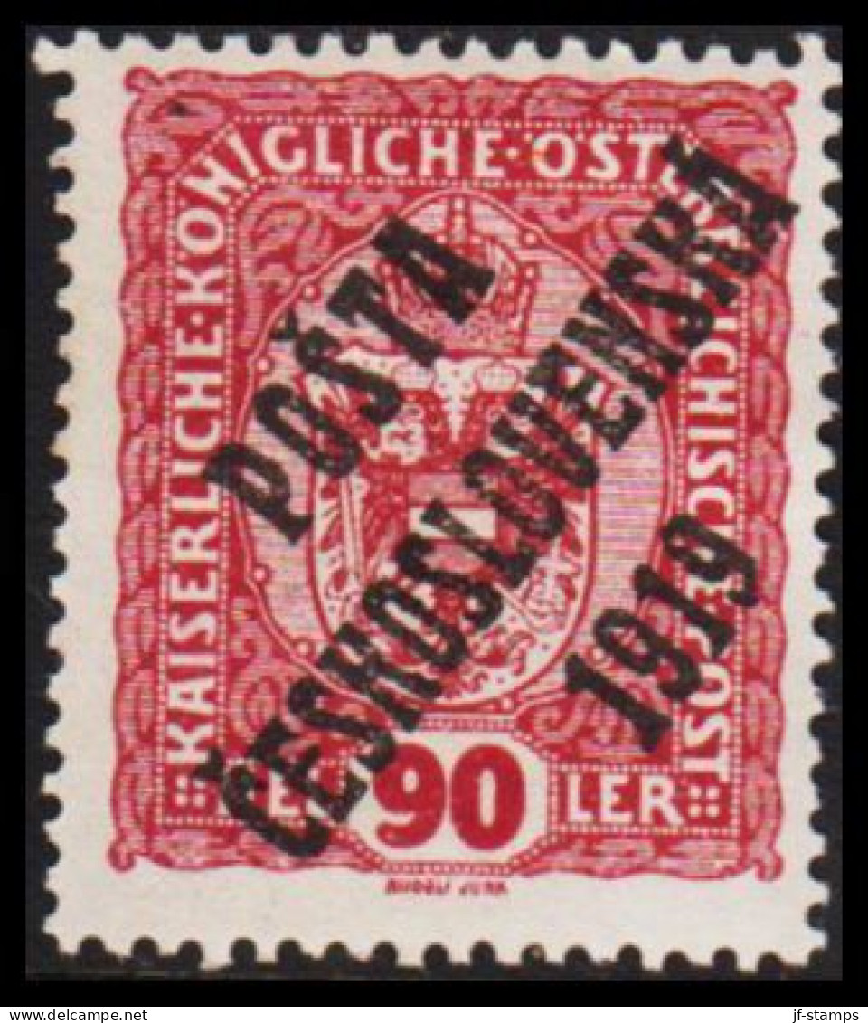 1919. CESKOSLOVENSKO. POSTA CESKOSLOVENSKA 1919 On 90 HELLER. ÖSTERREICH. Hinged. - JF544279 - Neufs