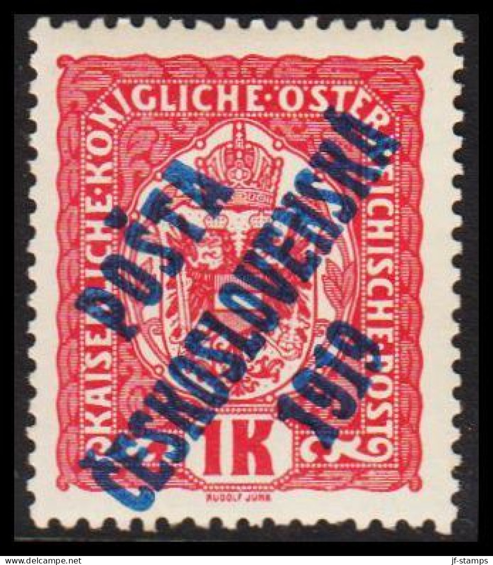 1919. CESKOSLOVENSKO. POSTA CESKOSLOVENSKA 1919 On  1 K. ÖSTERREICH. HINGED. - JF544282 - Nuovi