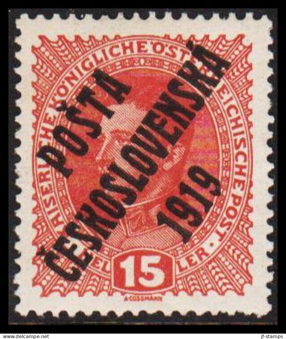 1919. CESKOSLOVENSKO. POSTA CESKOSLOVENSKA 1919 On  15 HELLER Kaiser Karl I. ÖSTERREICH. Hinged.. - JF544284 - Unused Stamps