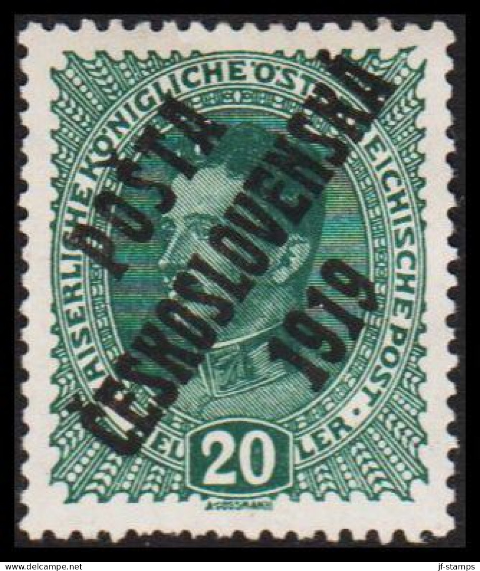 1919. CESKOSLOVENSKO. POSTA CESKOSLOVENSKA 1919 On 20 HELLER Kaiser Karl I. ÖSTERREICH. Hinged. - JF544287 - Unused Stamps