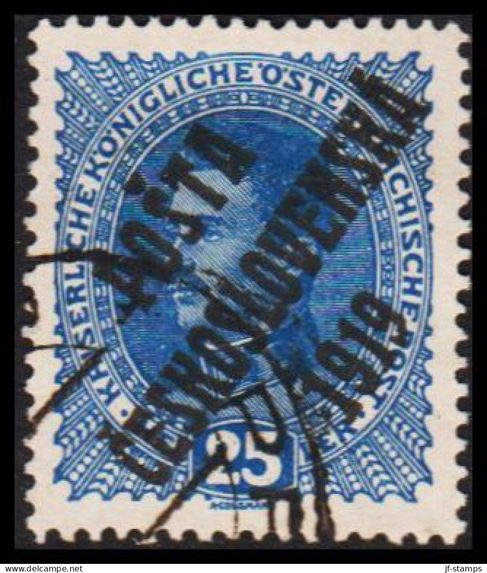 1919. CESKOSLOVENSKO. POSTA CESKOSLOVENSKA 1919 On 25 HELLER Kaiser Karl I. ÖSTERREICH.  - JF544289 - Used Stamps