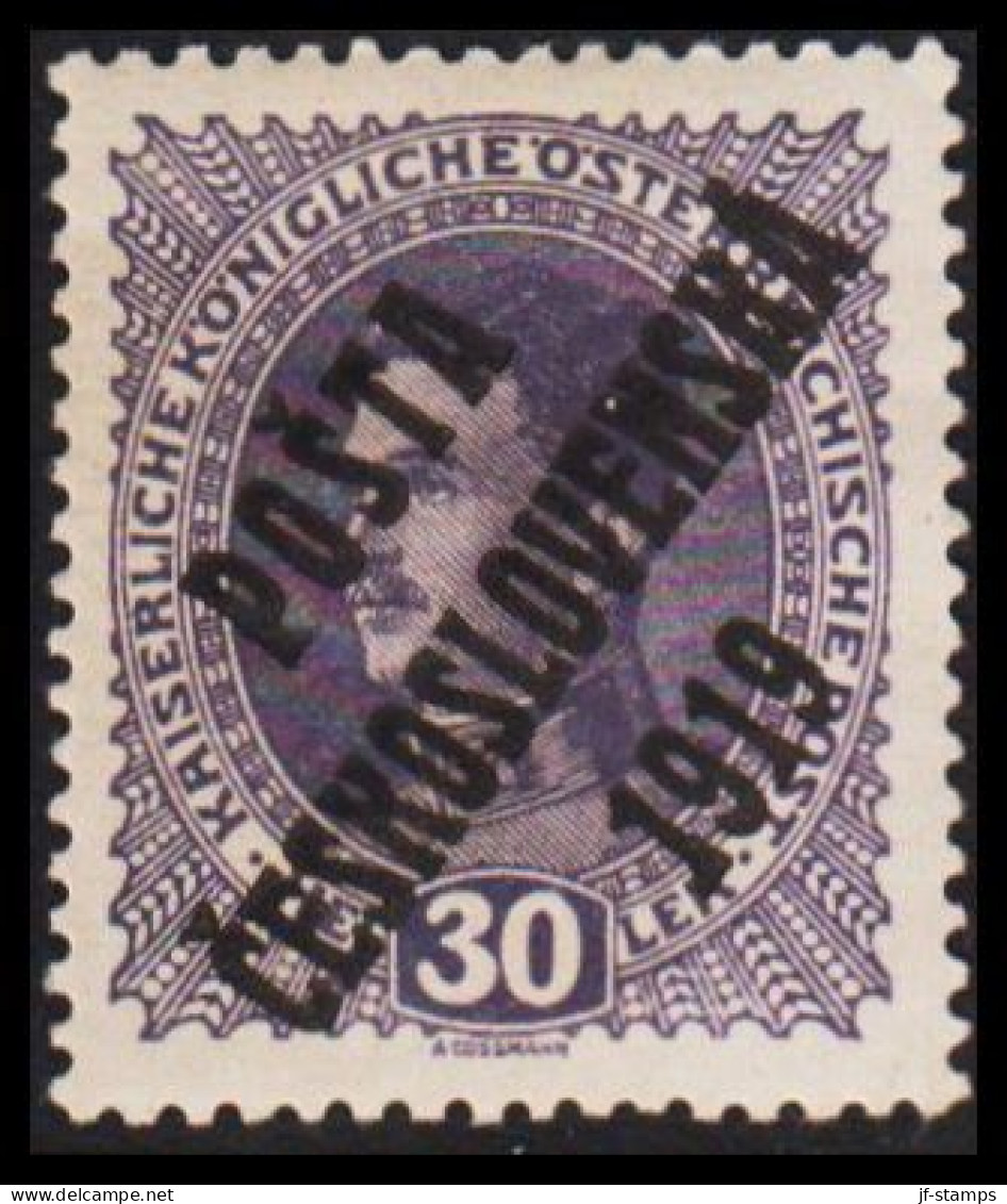 1919. CESKOSLOVENSKO. POSTA CESKOSLOVENSKA 1919 On 30 HELLER Kaiser Karl I. ÖSTERREICH. Hinged. - JF544291 - Unused Stamps
