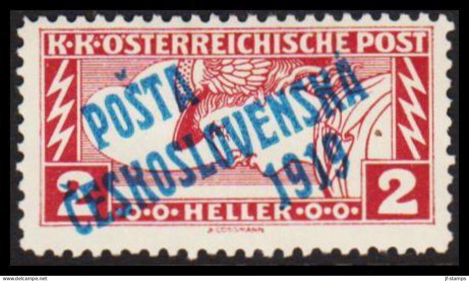 1919. CESKOSLOVENSKO. POSTA CESKOSLOVENSKA 1919 On 2 HELLER Eilmarke ÖSTERREICH. Hinged. - JF544293 - Neufs