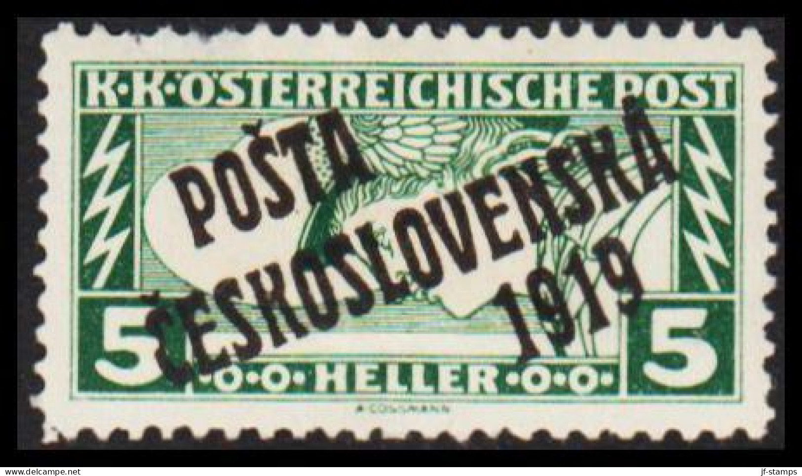 1919. CESKOSLOVENSKO. POSTA CESKOSLOVENSKA 1919 On 5 HELLER Eilmarke ÖSTERREICH. Hinged. - JF544294 - Unused Stamps
