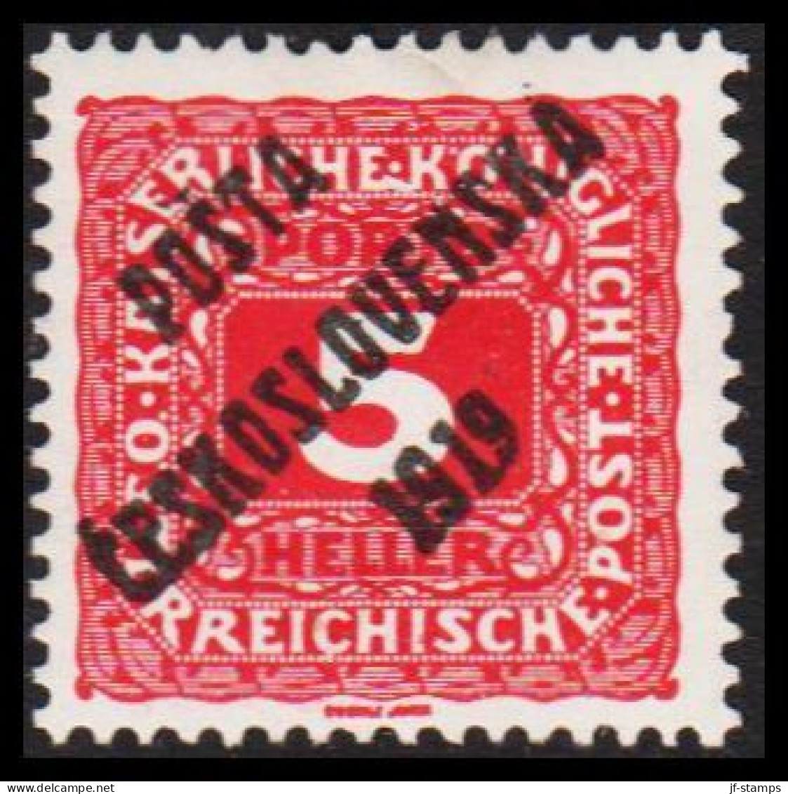 1919. CESKOSLOVENSKO. POSTA CESKOSLOVENSKA 1919 On 5 HELLER Portomarken Von 1916 ÖSTERREICH. Hinged. - JF544295 - Ongebruikt